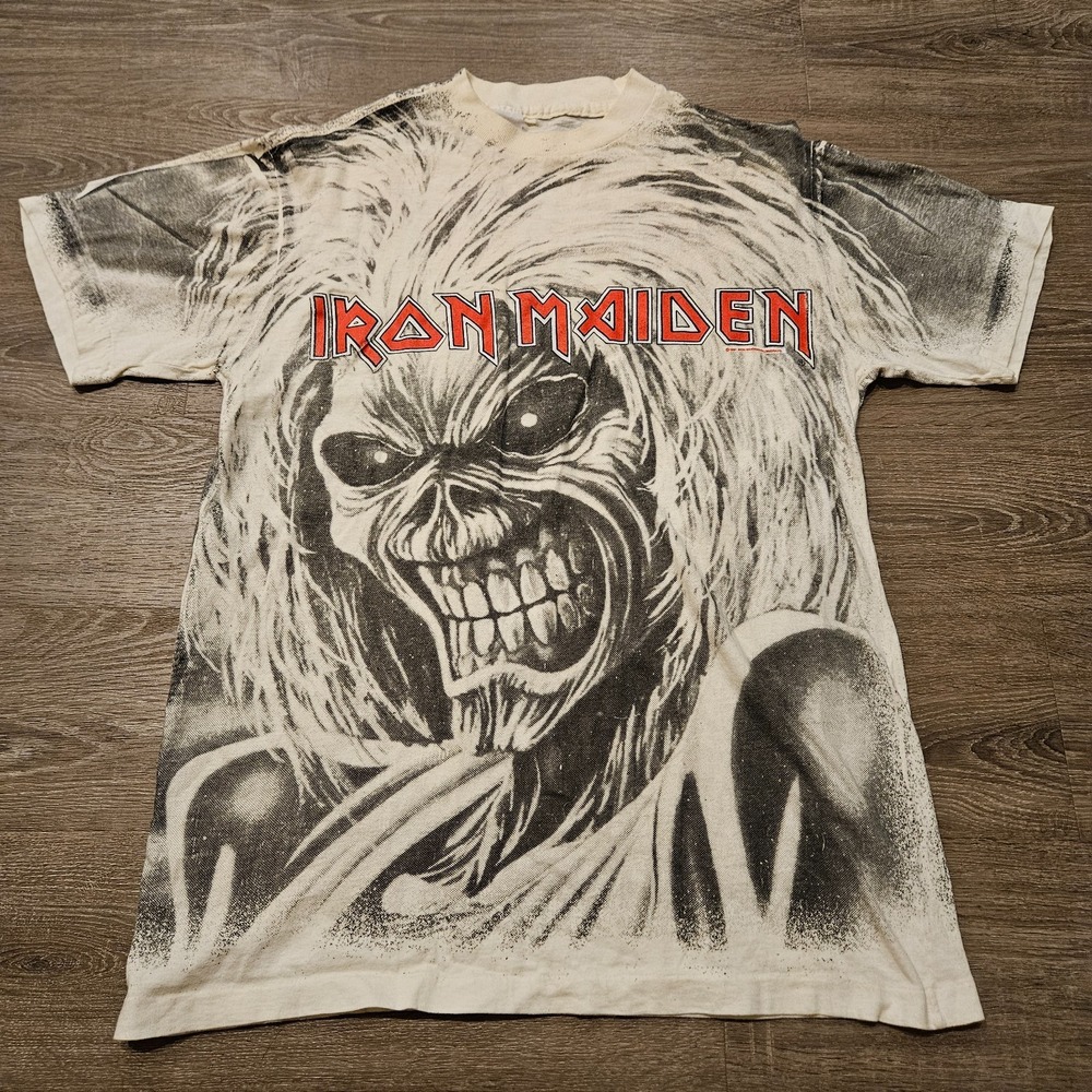 Vintage 1991 Iron Maiden Killers Eddie AOP T Shirt Made France Single Stitch